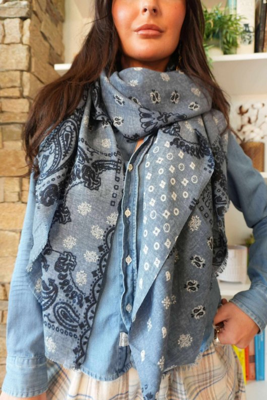 Lucky Bandana Scarf Denim /50=